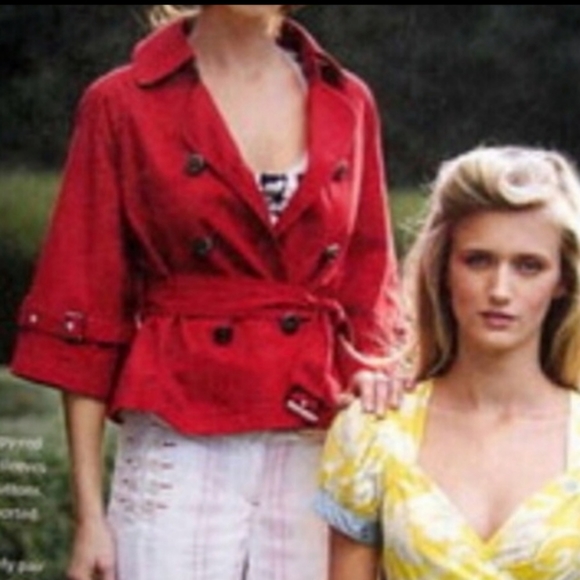 NEW Anthropologie Ett Twa Red Prior Park Trench Coat Jacket Size 4